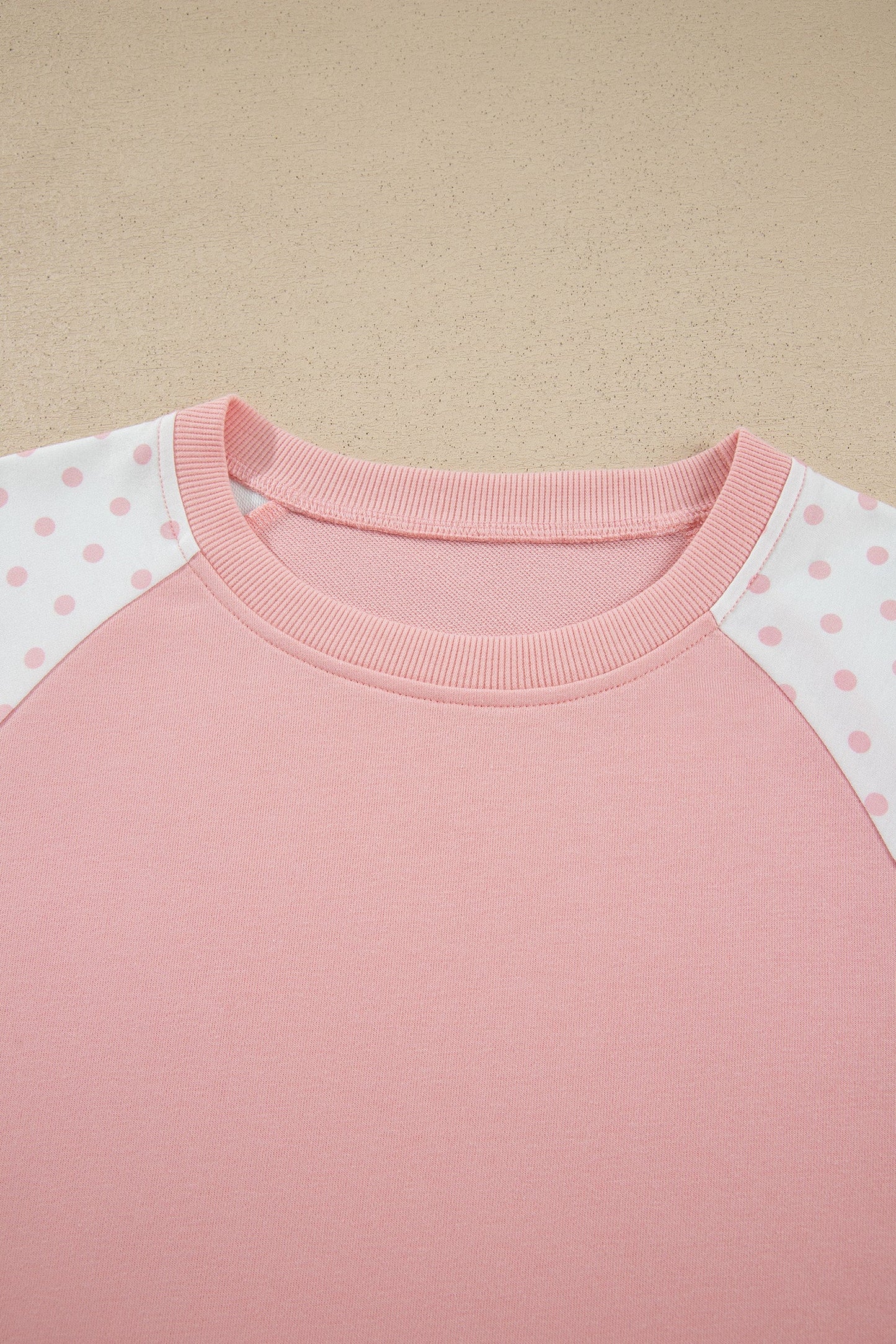 Polka Dot Patchwork Crop Sweatshirt & Pants Set