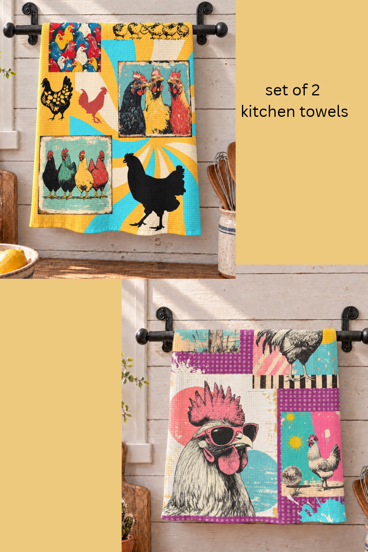 Baha Ranch Set of 2 Chicken Days Kitchen Towels Made in America