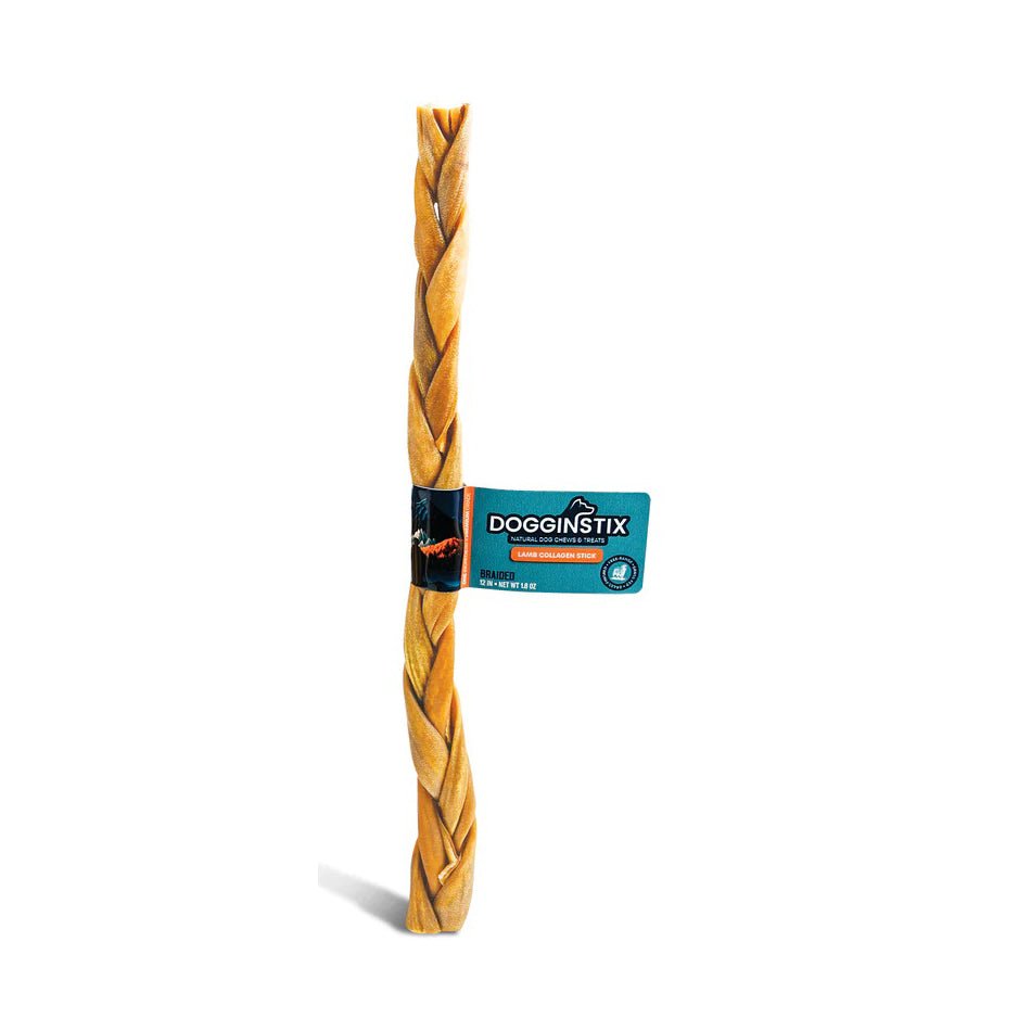 Dogginstix Braided Lamb Collagen Dog Chew – Long Lasting, Digestible, High Protein Rawhide Alternative
