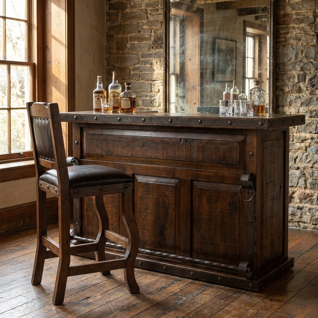 Gran Hacienda Herradura Rustic Bar Stool 30" with Cowhide
