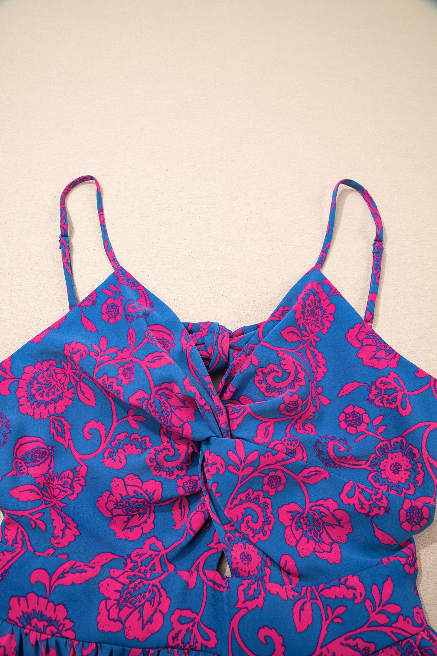 Floral Twisted V-Neck Tied Backless Maxi Dress