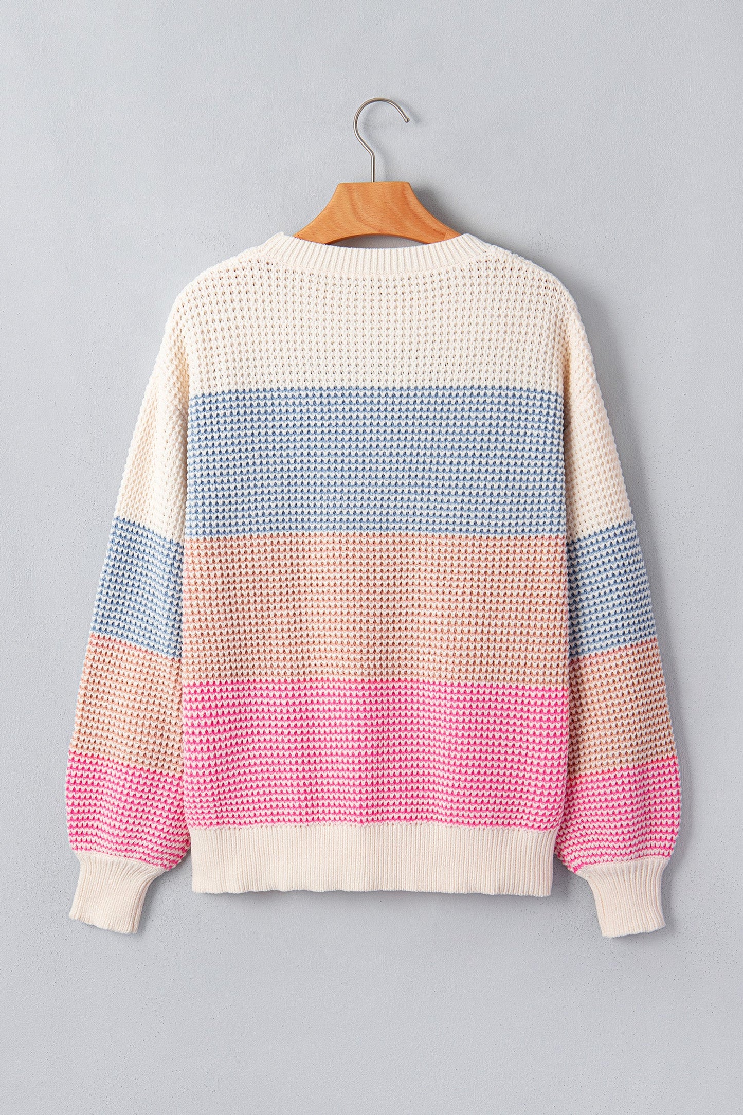 Colorblock Stripe Drop Shoulder Round Neck Sweater