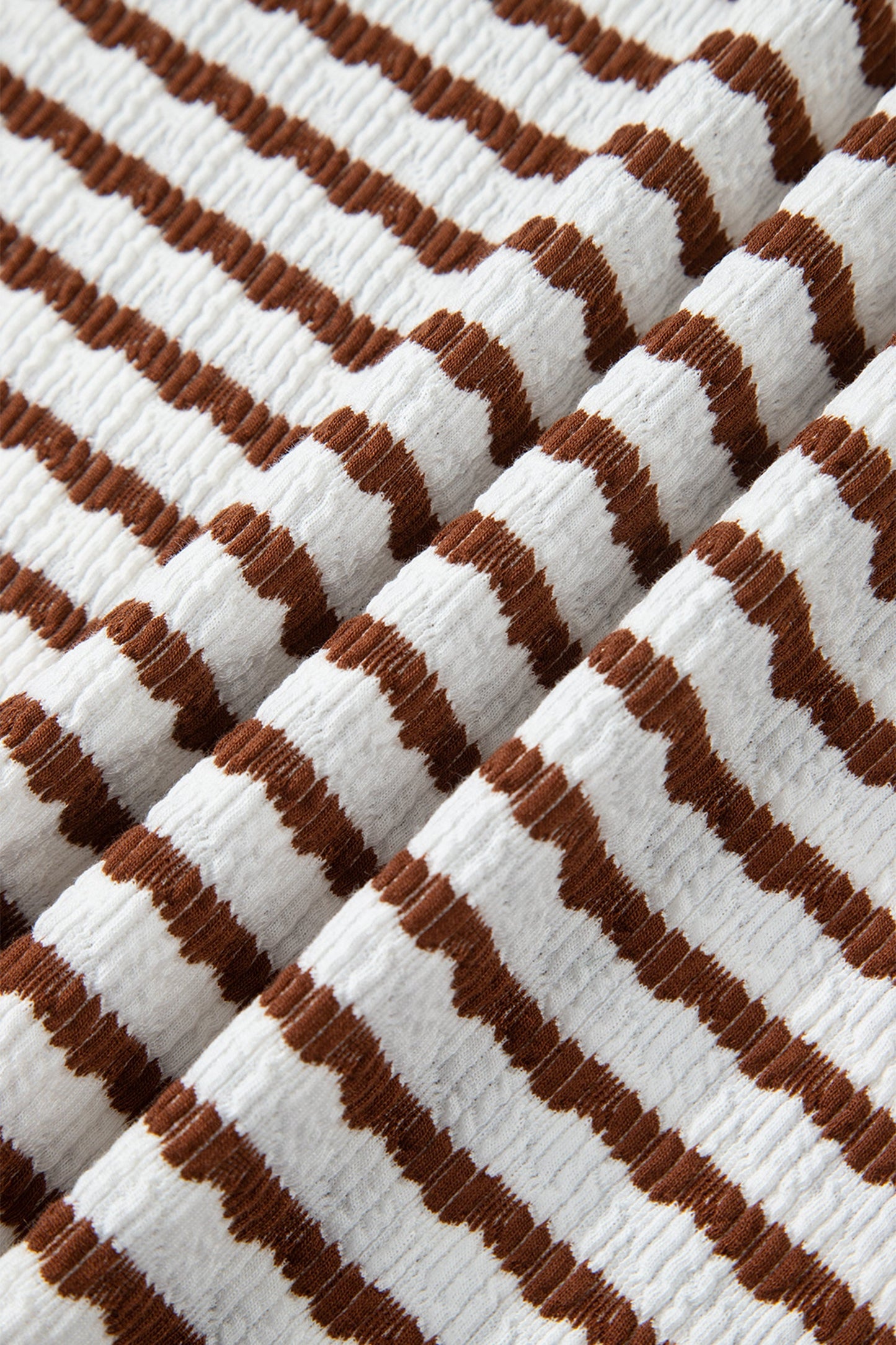 Stripe Textured Knit 3/4 Sleeve Top