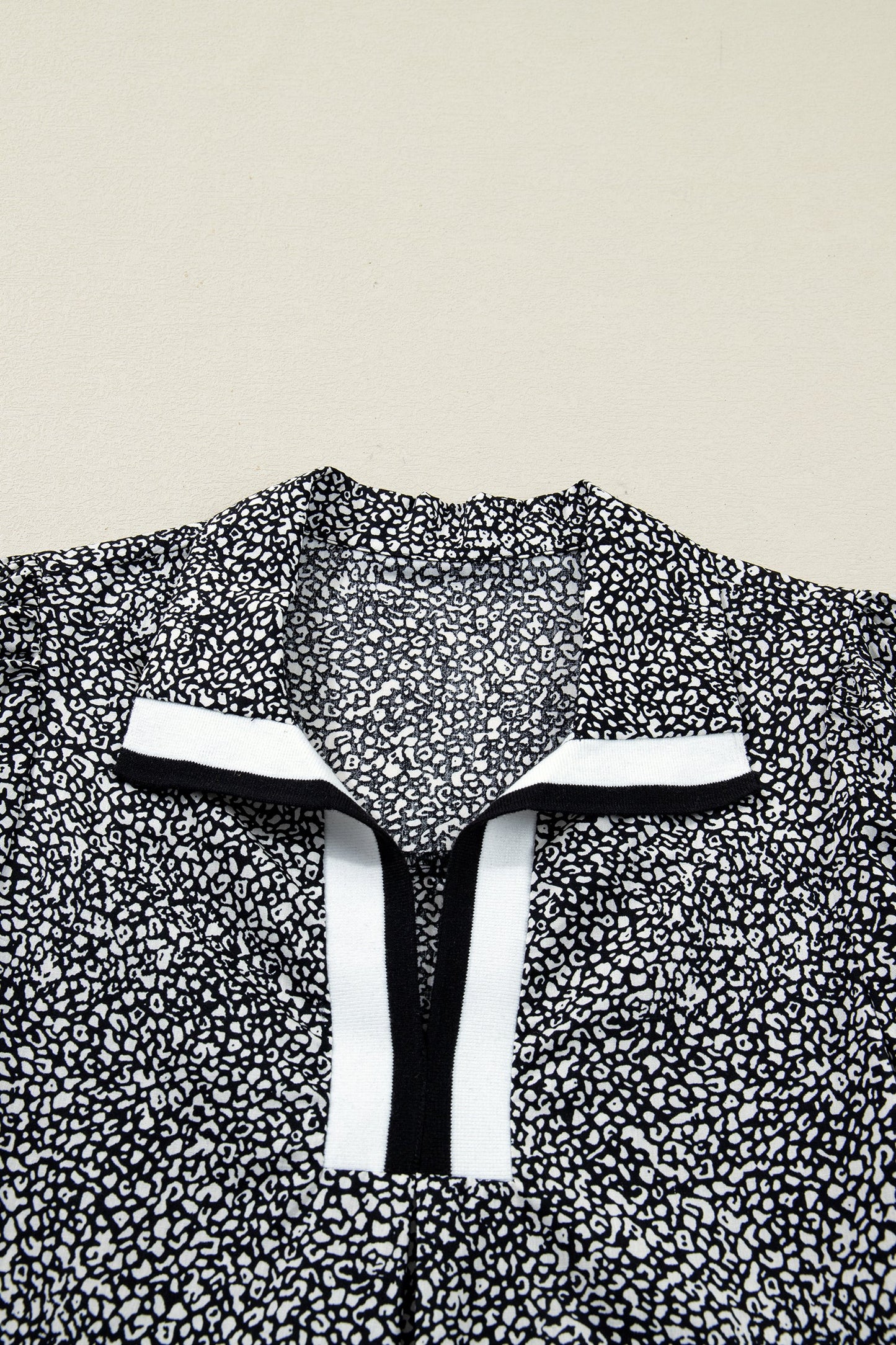 Leopard Contrast Stripe Polo Collar Dress