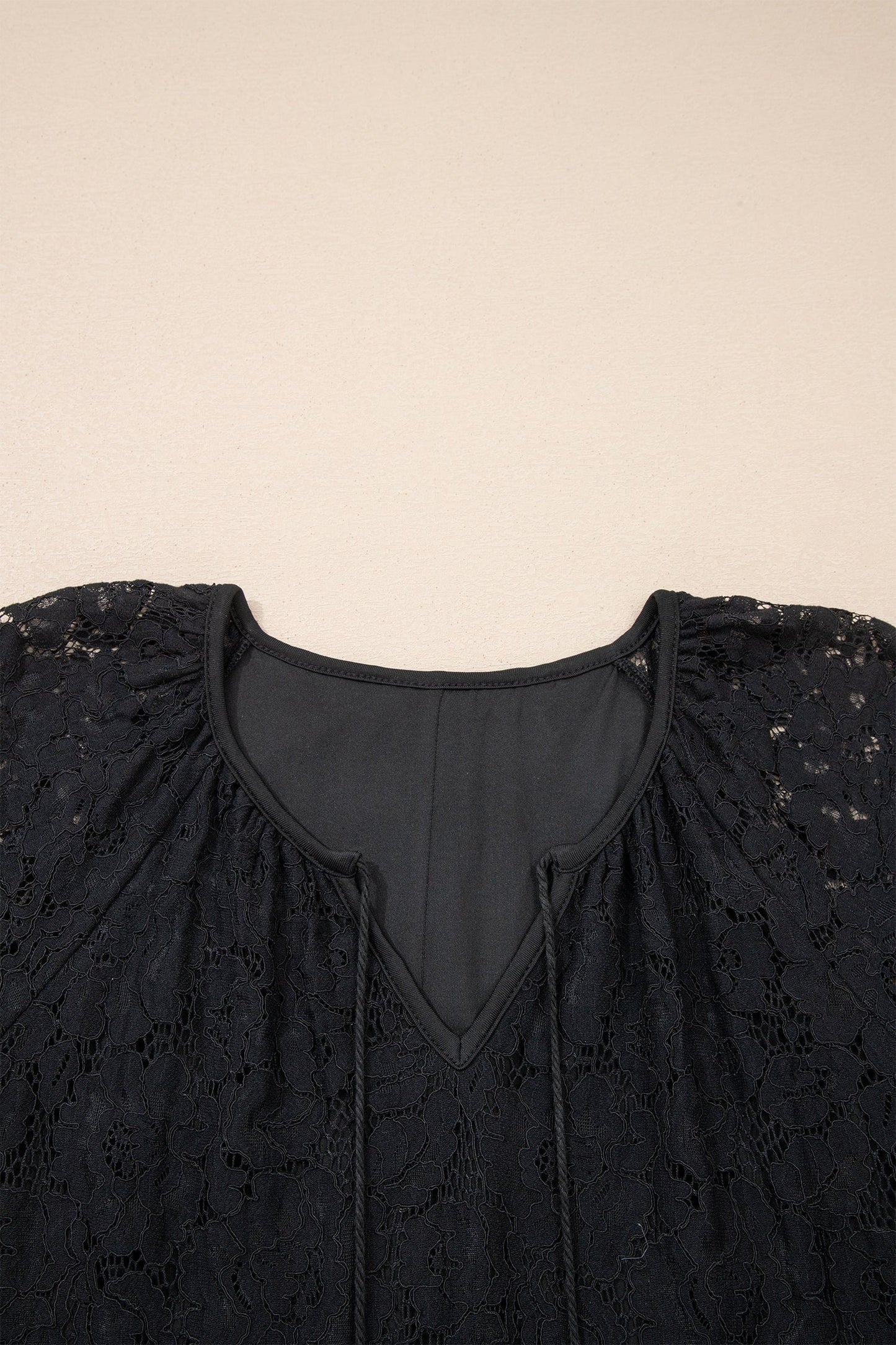 Lace Overlay Tassel Tie Short Sleeve Maxi Dress