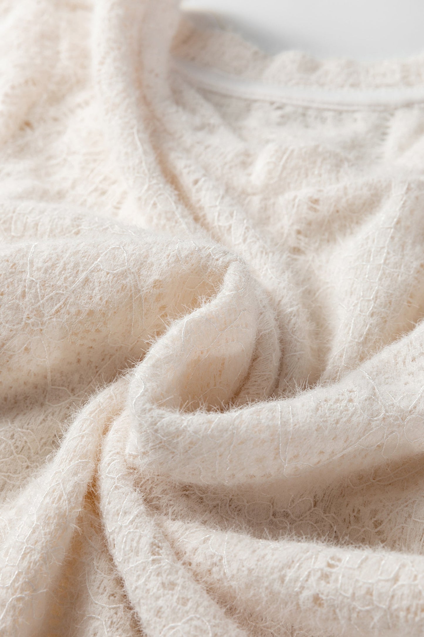 Semi Sheer Lace Long Sleeve Cropped Top