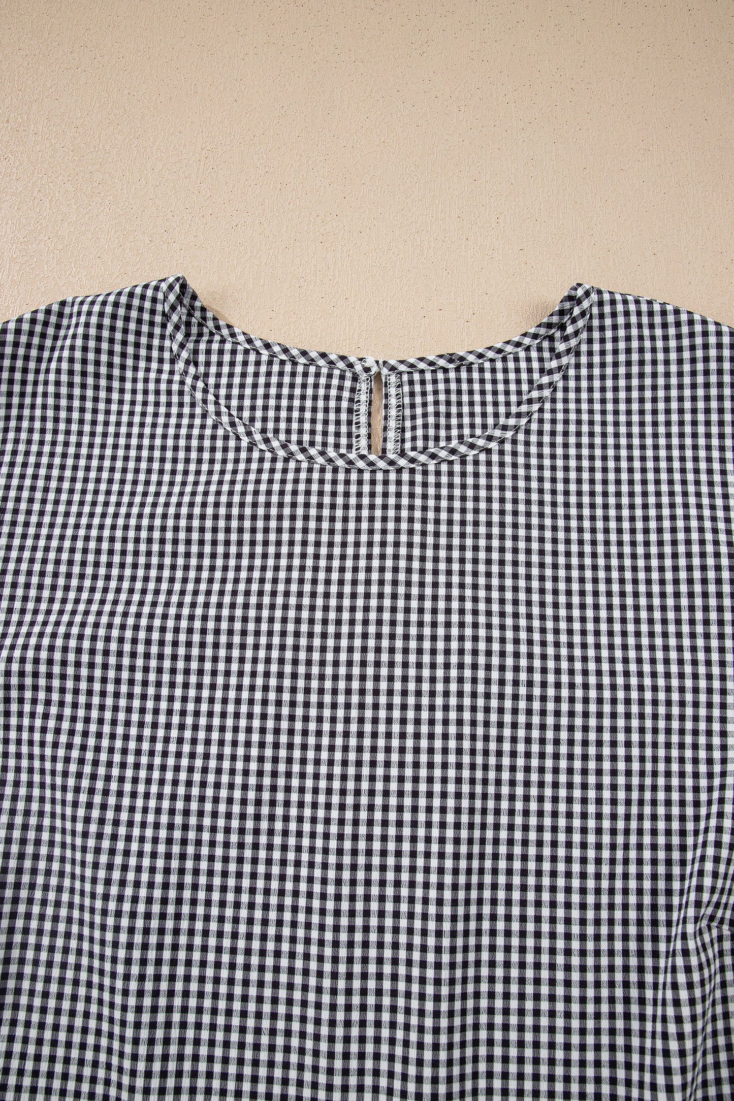 Plus Size Gingham Bow Ruffle Sleeve Top