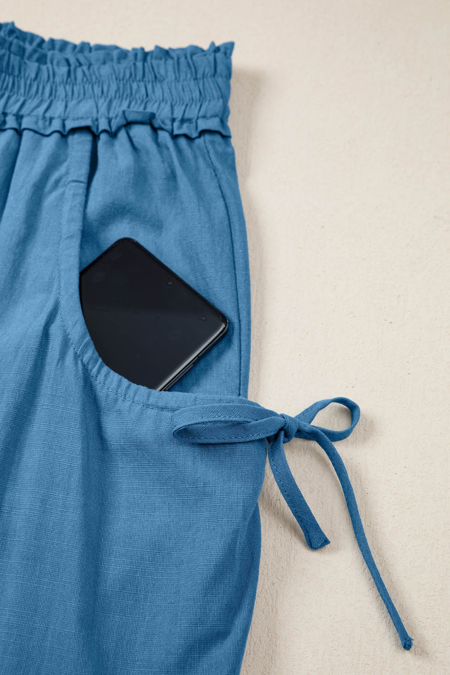 Smocked High Waist Drawstring Pocket Jogger Pants