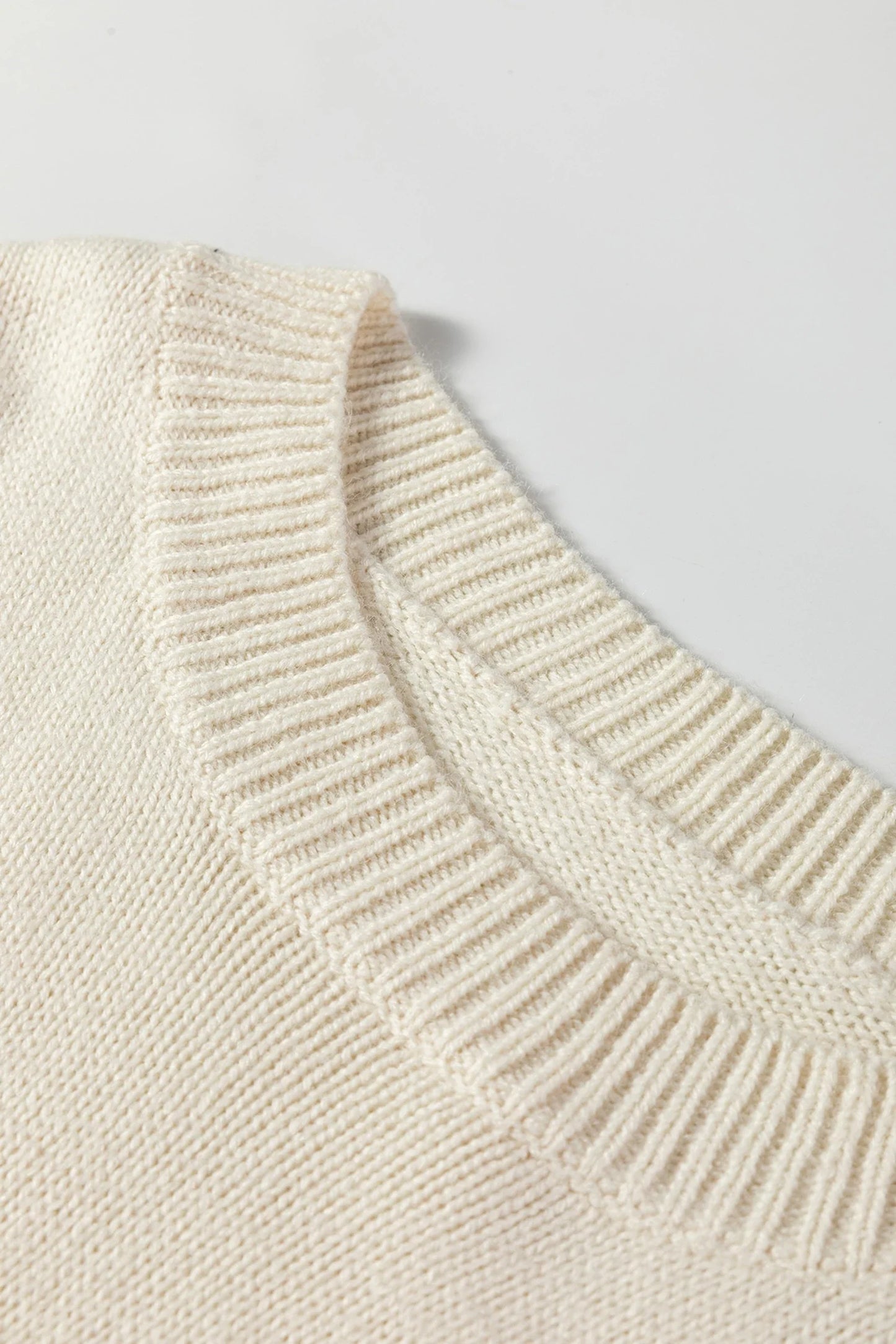 Floral Embroider Sleeve Round Neck Loose Sweater