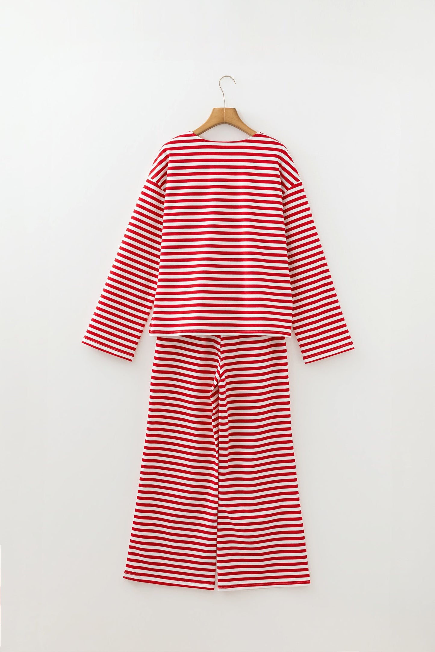 Stripe Drop Shoulder Top and Pants Lounge Set