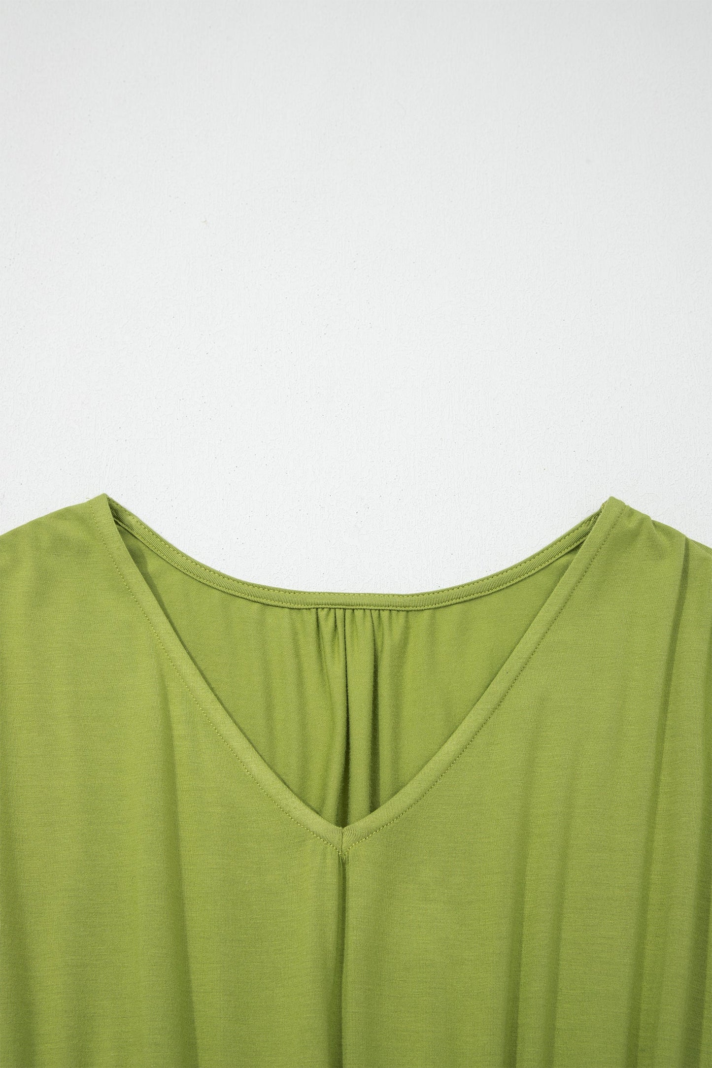 Solid V-Neck Cap Sleeve Elastic Waist Dress