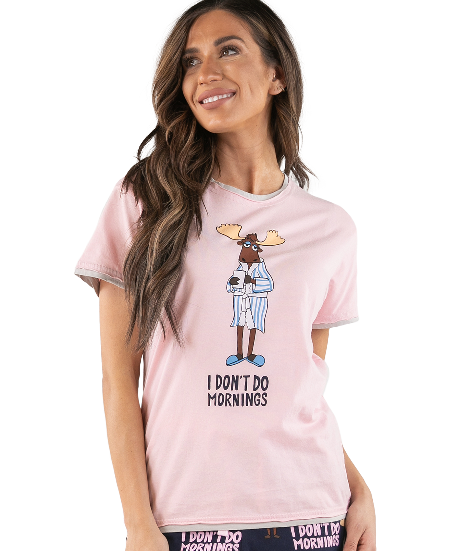 Don't Do Mornings Moose Women's Regular Fit PJ Shirt by LAZY One