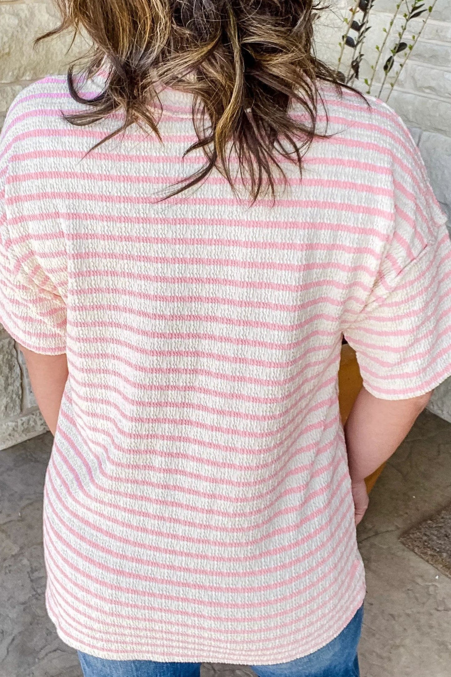Plus Size Stripe Patchwork V-Neck T-Shirt
