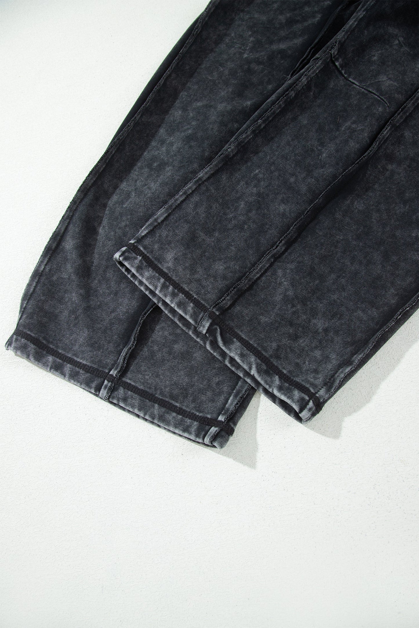Mineral Wash Raw Seam Drawstring Waist Barrel Pants
