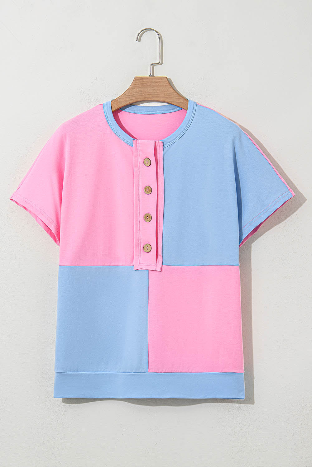 Two Tone Half Button Collared T-Shirt