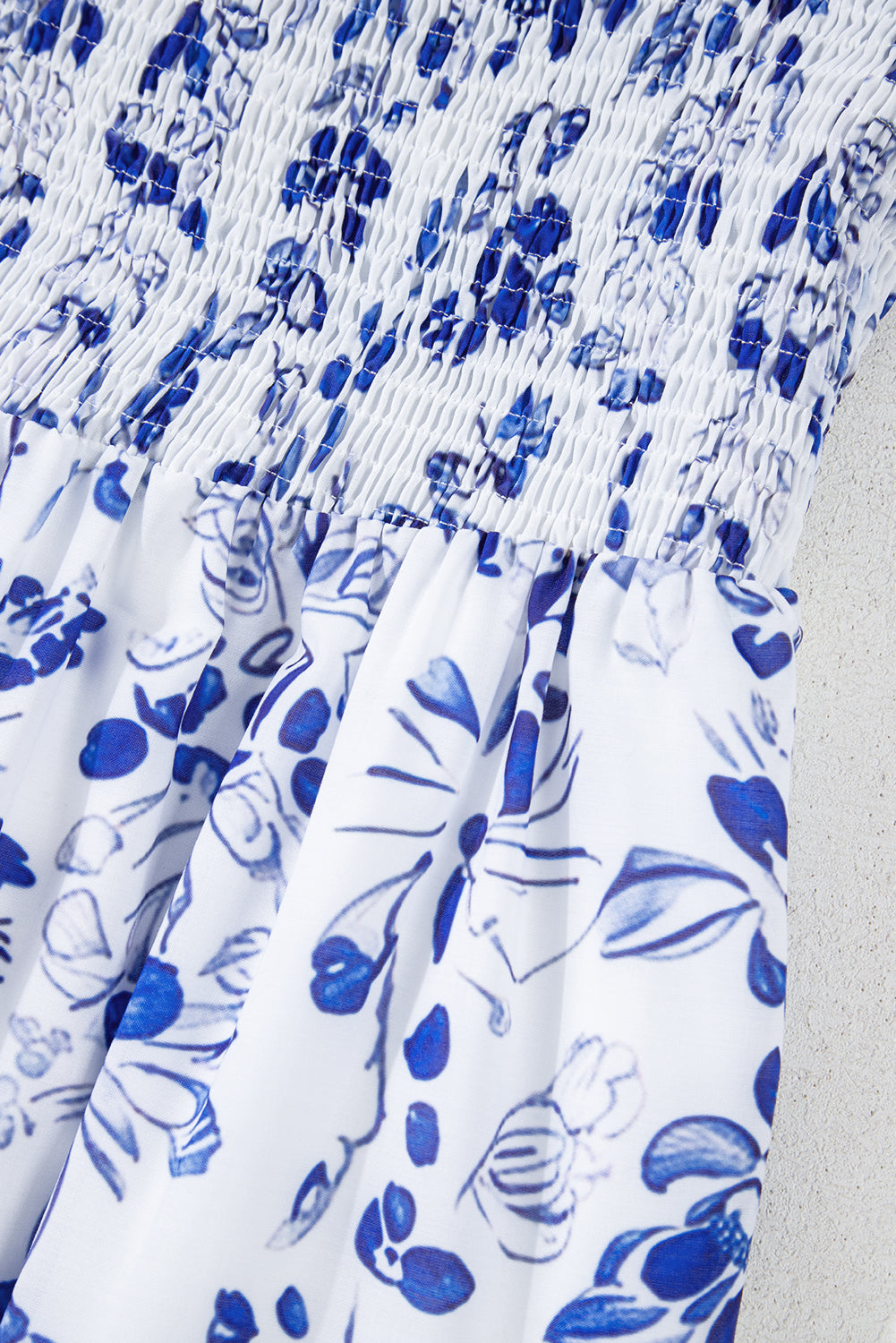 Floral Square Neck Bubble Sleeve Maxi Dress