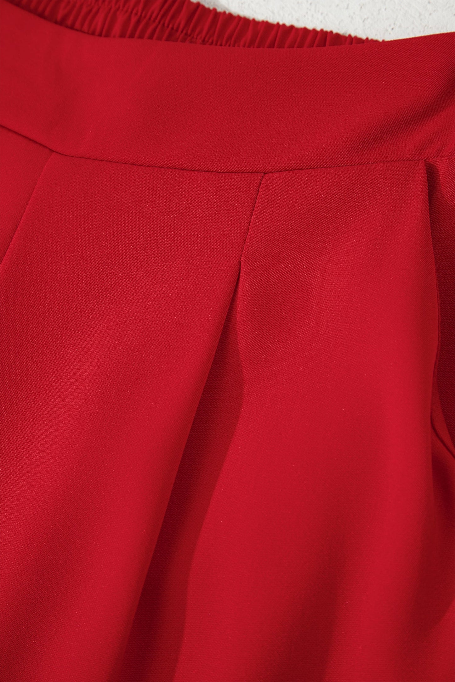 Solid Pleated Pull-On Straight Leg Pants