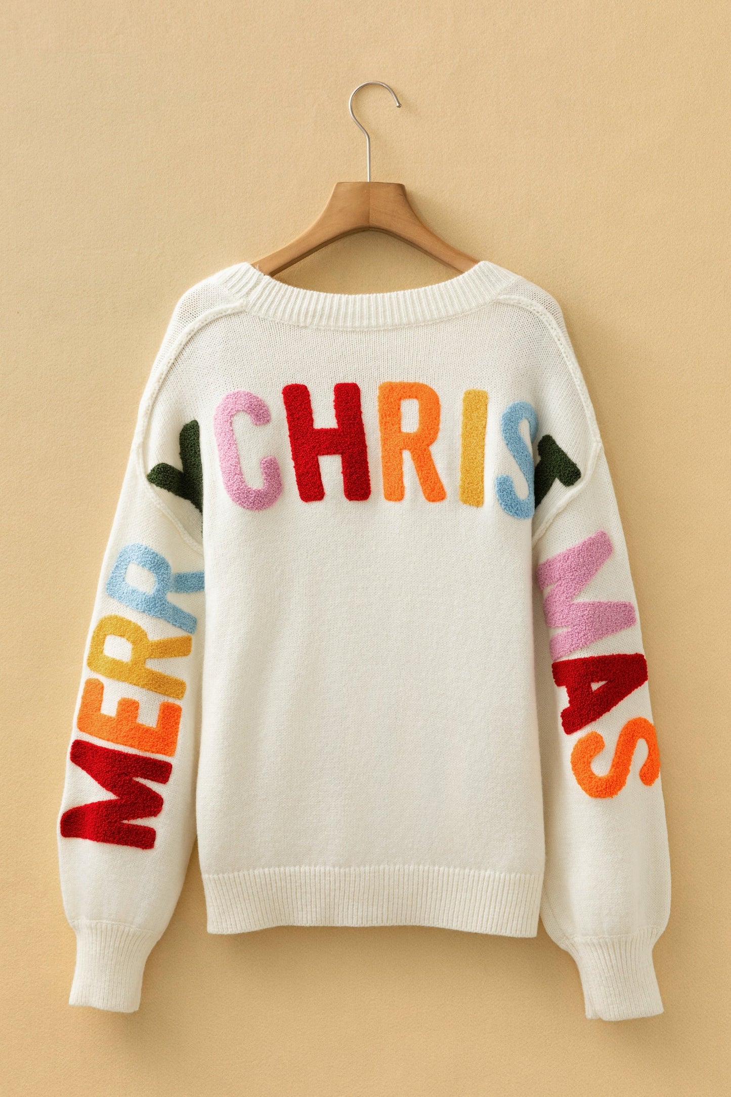 Ho Ho Ho Merry Christmas Buttoned V-Neck Cardigan