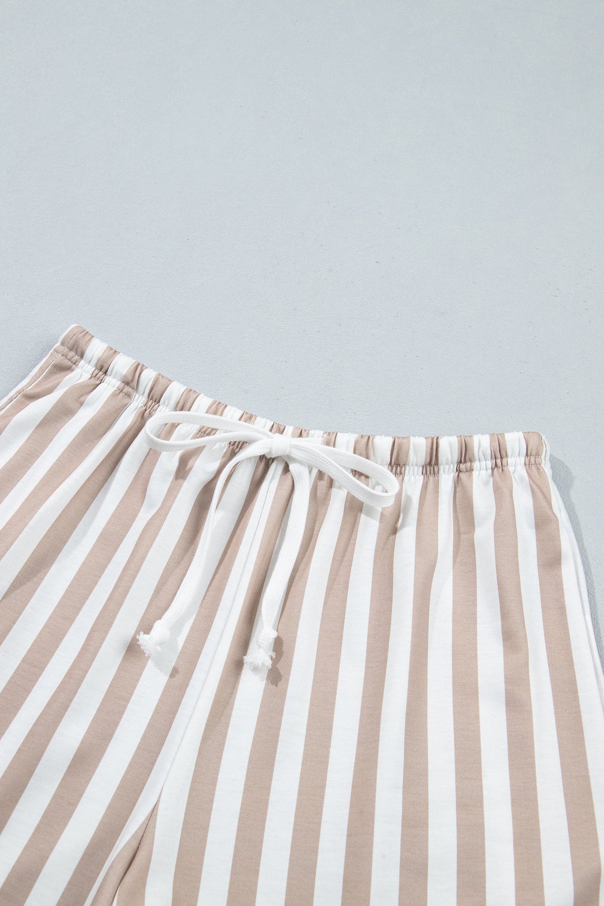 Stripe Colorblock Polo Top & Drawstring Shorts Set