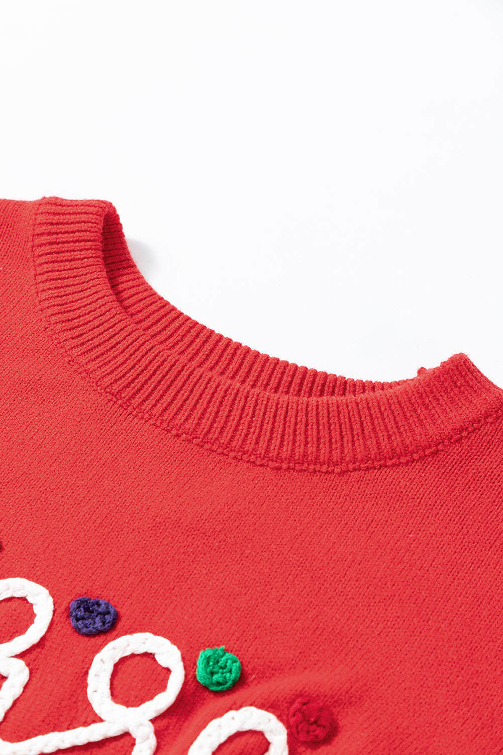 Plus Size Christmas Merry Embroidered Dotted Sweater