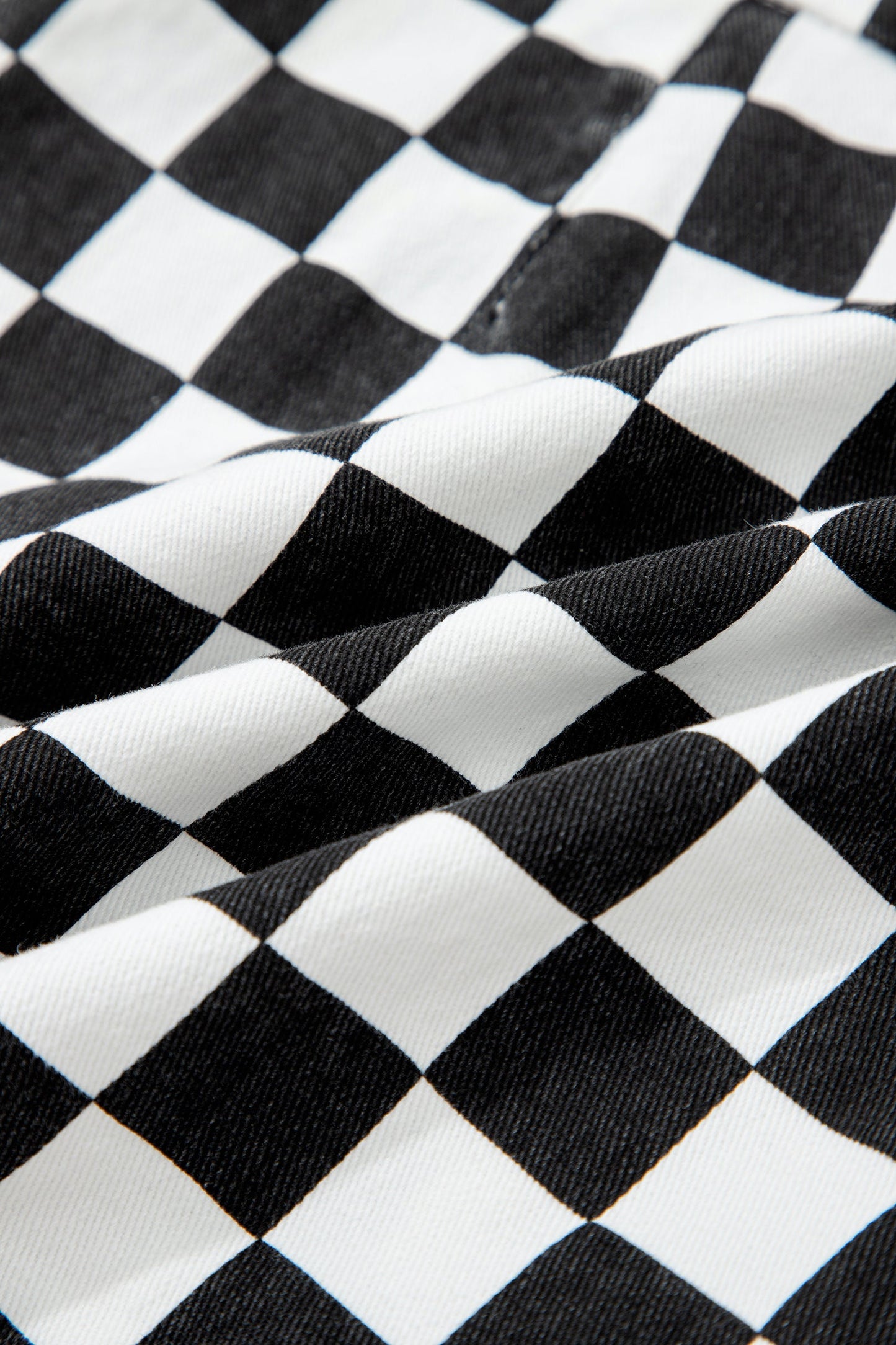 Checker Denim Overlap Detail Summer Shorts