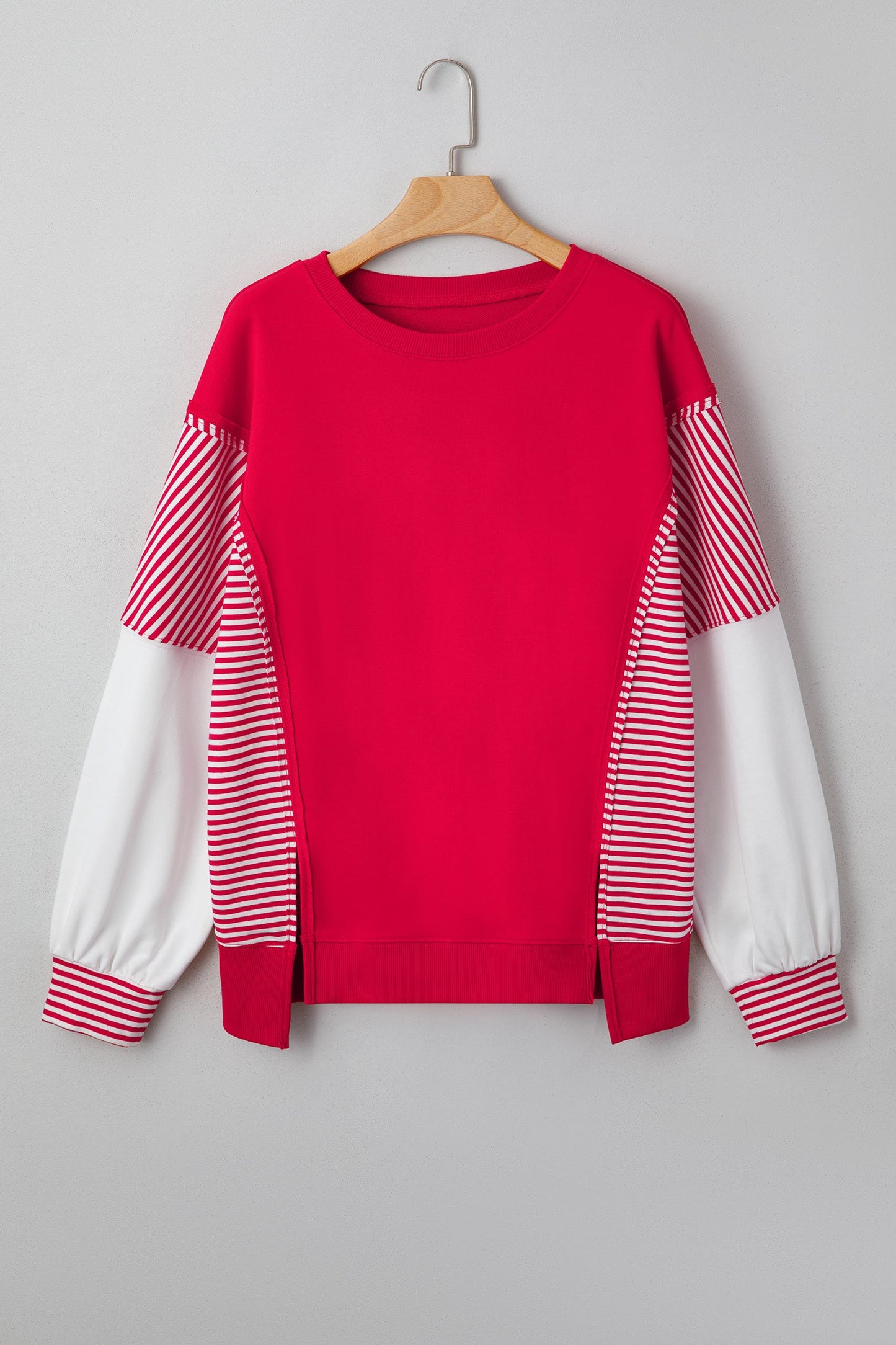 Stripe Patchwork Sleeve Colorblock Sweatshirt