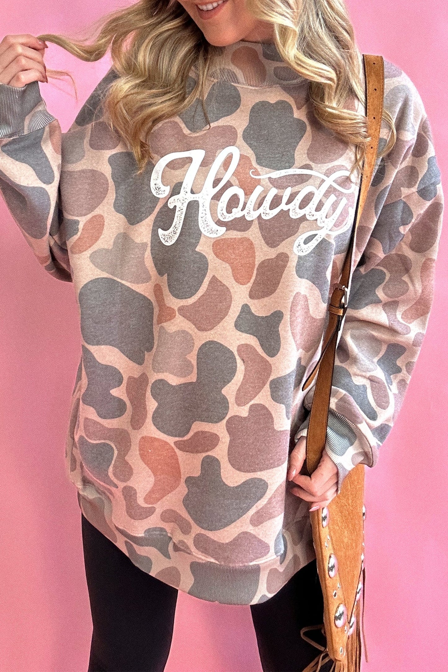 Western Howdy Camo Baggy Pullover Sweatshirt