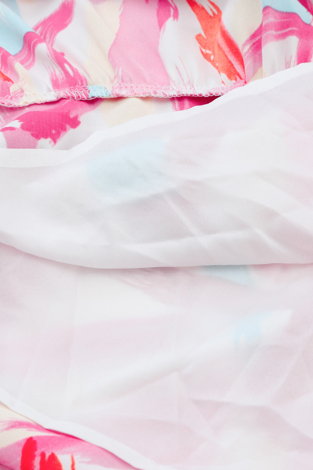 Brush Stroke Smocked Ruffle Tiered Dress