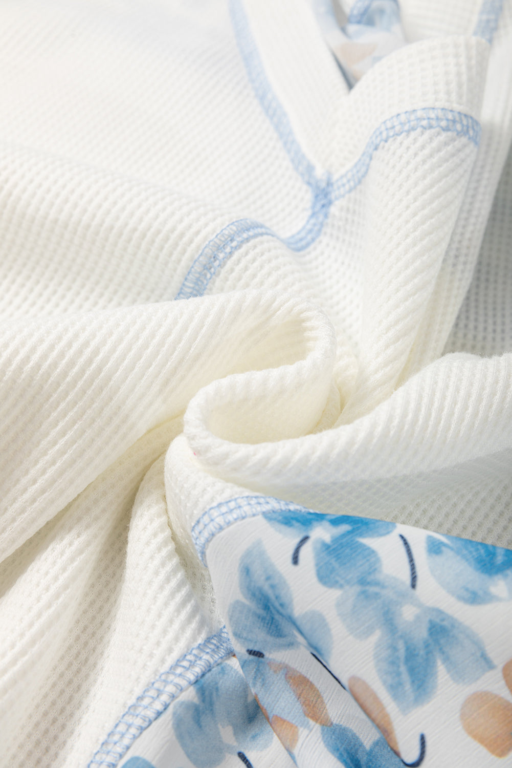 Floral Patchwork Batwing Sleeve V-Neck Blouse