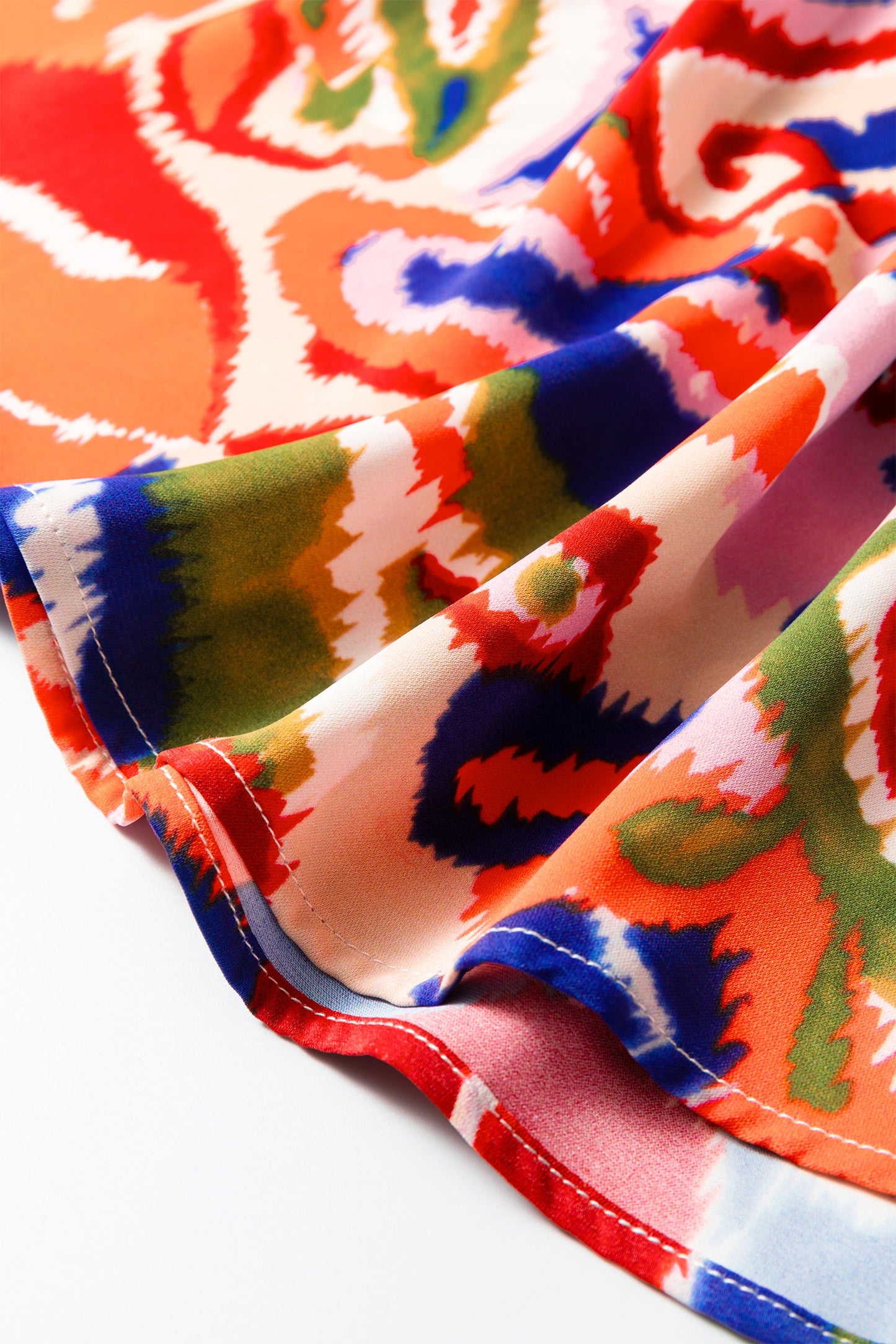Paisley Geometric Patchwork Puff Sleeve Blouse