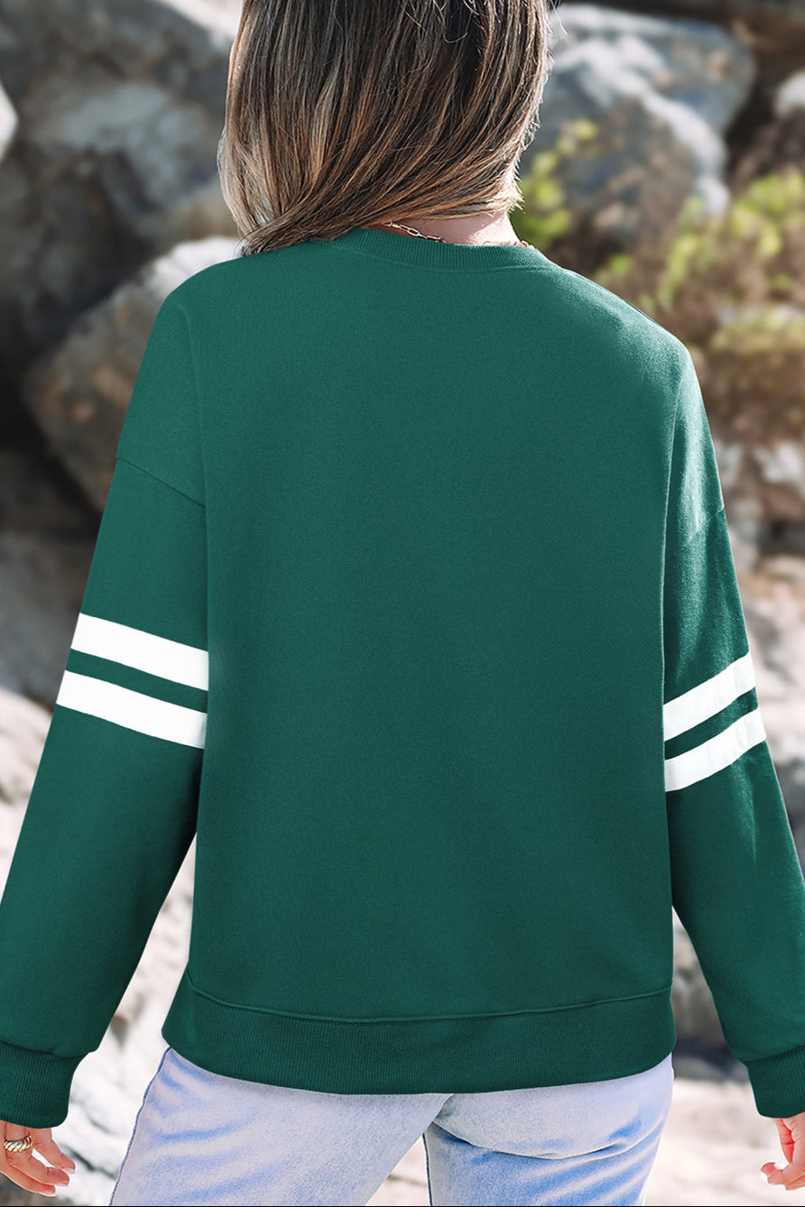 Varsity Stripe Drop Shoulder Sweatshirt