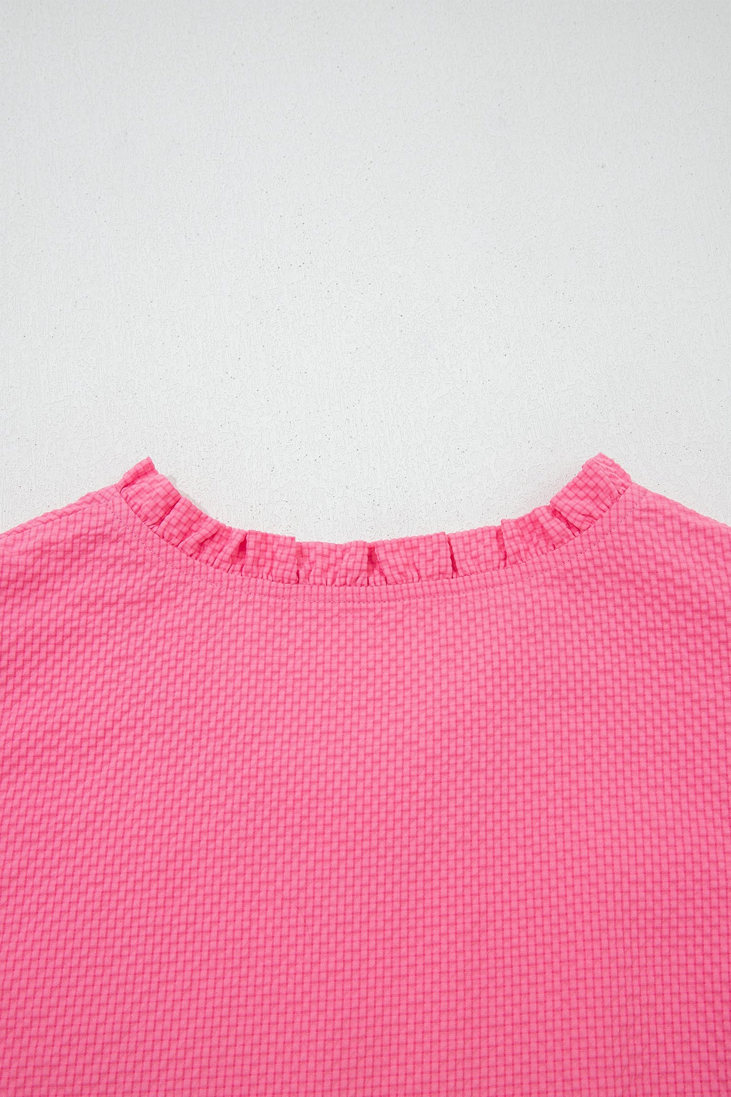 Flower Embroidered Puff Sleeve Frilled V-Neck Blouse