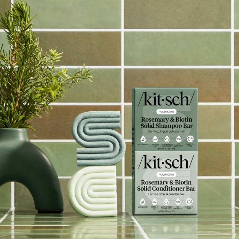Rosemary & Biotin Volumizing Shampoo & Conditioner Bar Combo by KITSCH