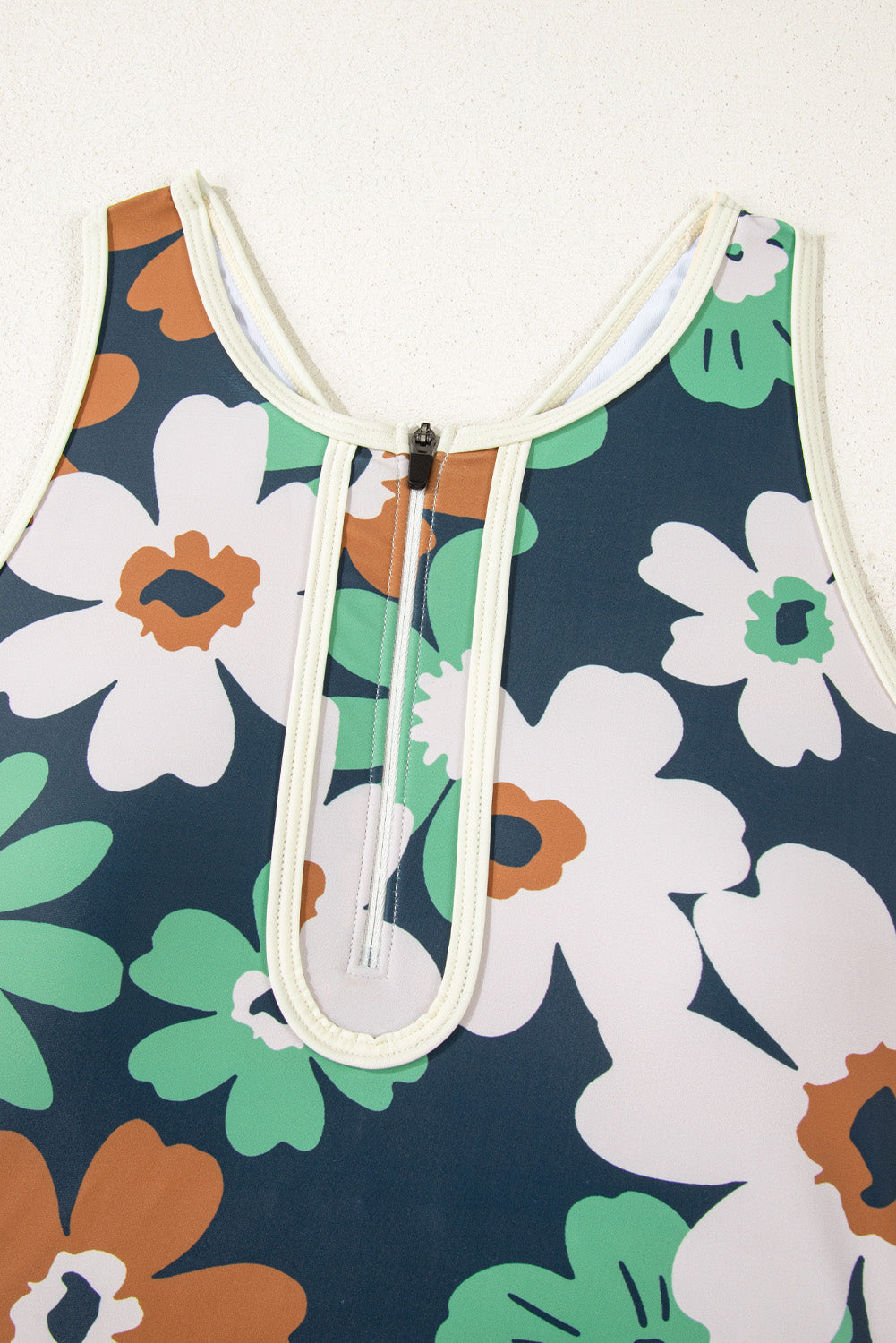 Flower Zip-Up Racerback Bikini Top & Highwaist Bottom