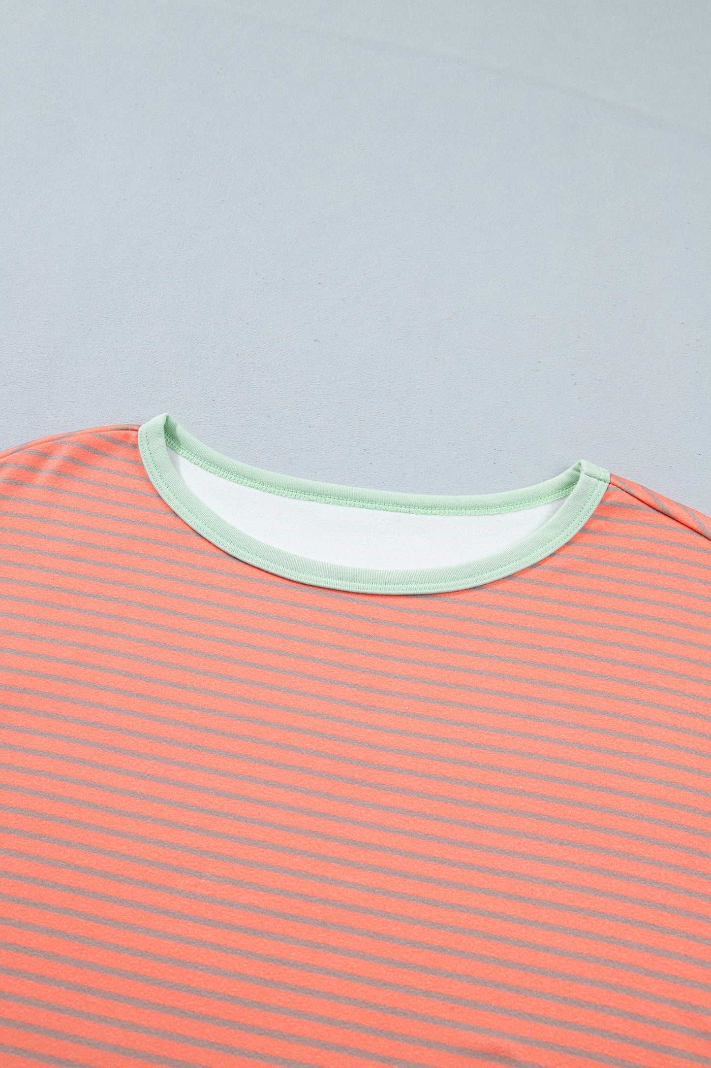 Stripe Colorblock Raw Seam Long Sleeve Top