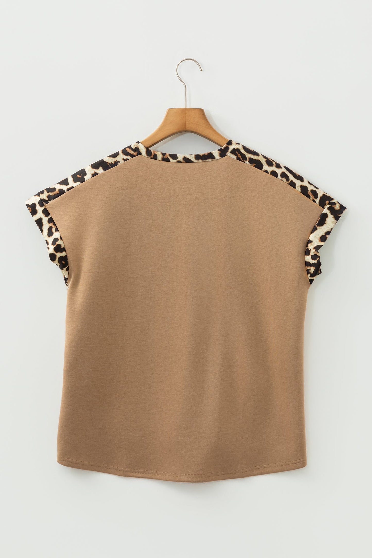Leopard Colorblock Round Neck Short Sleeve T-Shirt