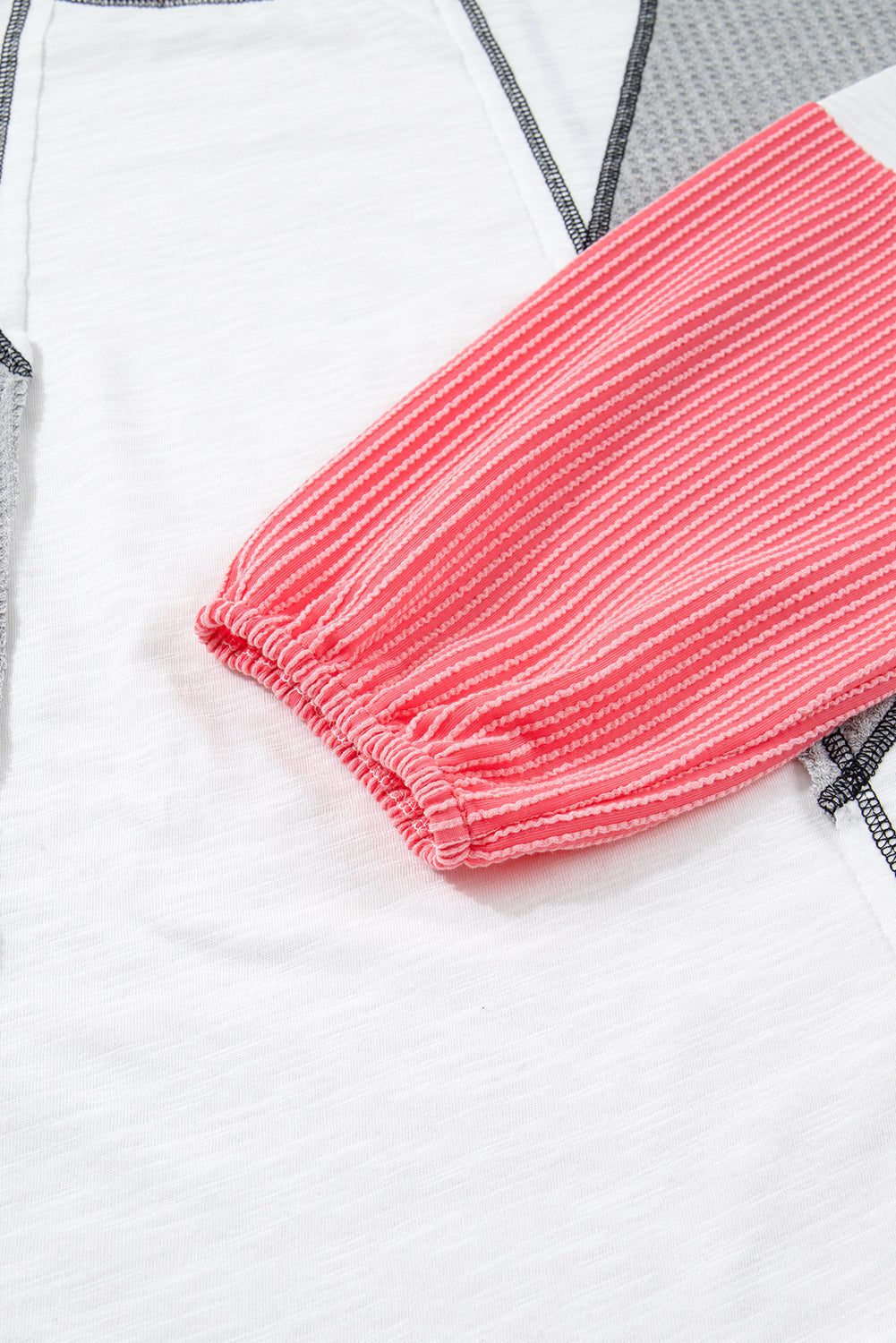 Colorblock Textured Knit Patchwork Top