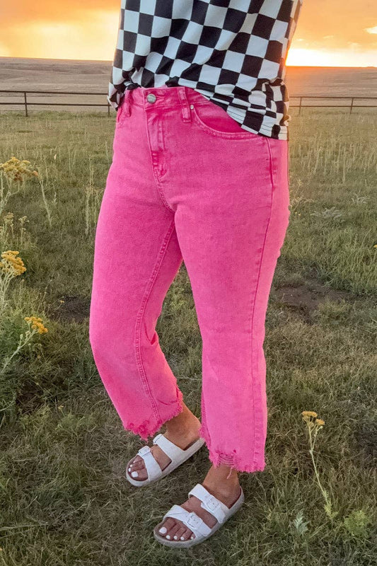Outlaw Crop Jeans - Pink