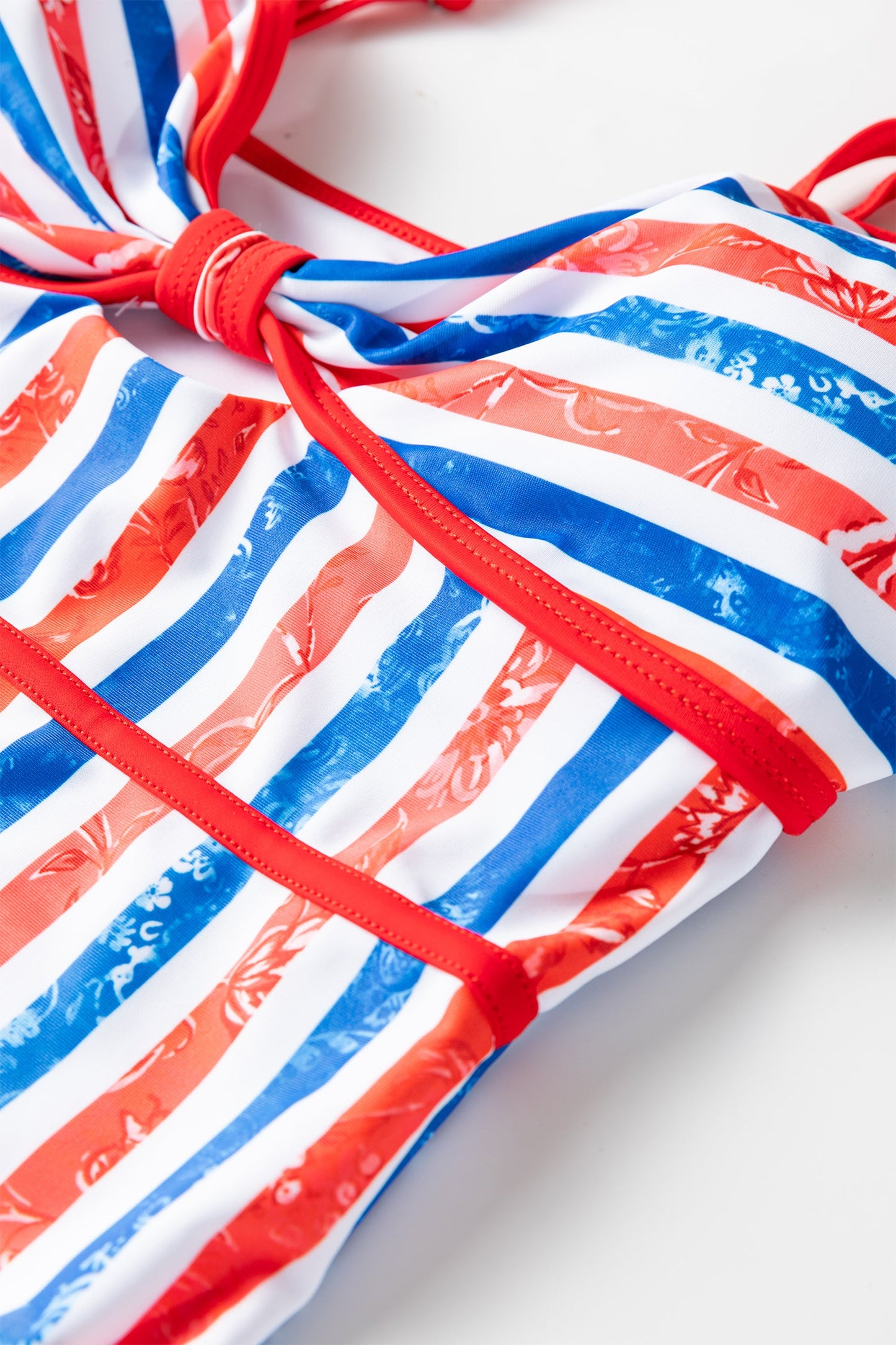 Americana Stripe Cutout Spaghetti Strap Swimsuit