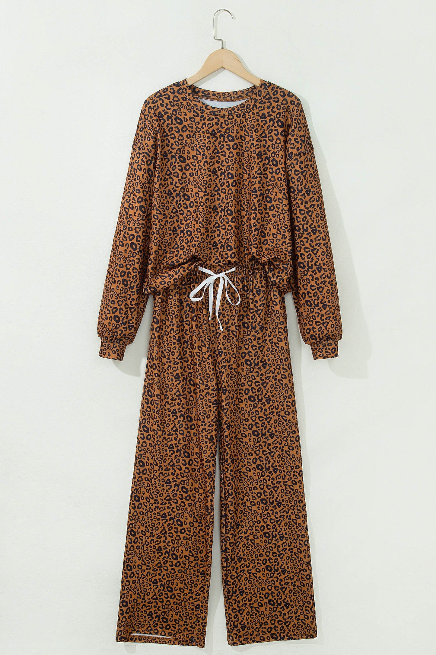 Leopard Long Sleeve Top & Drawstring Pants Set
