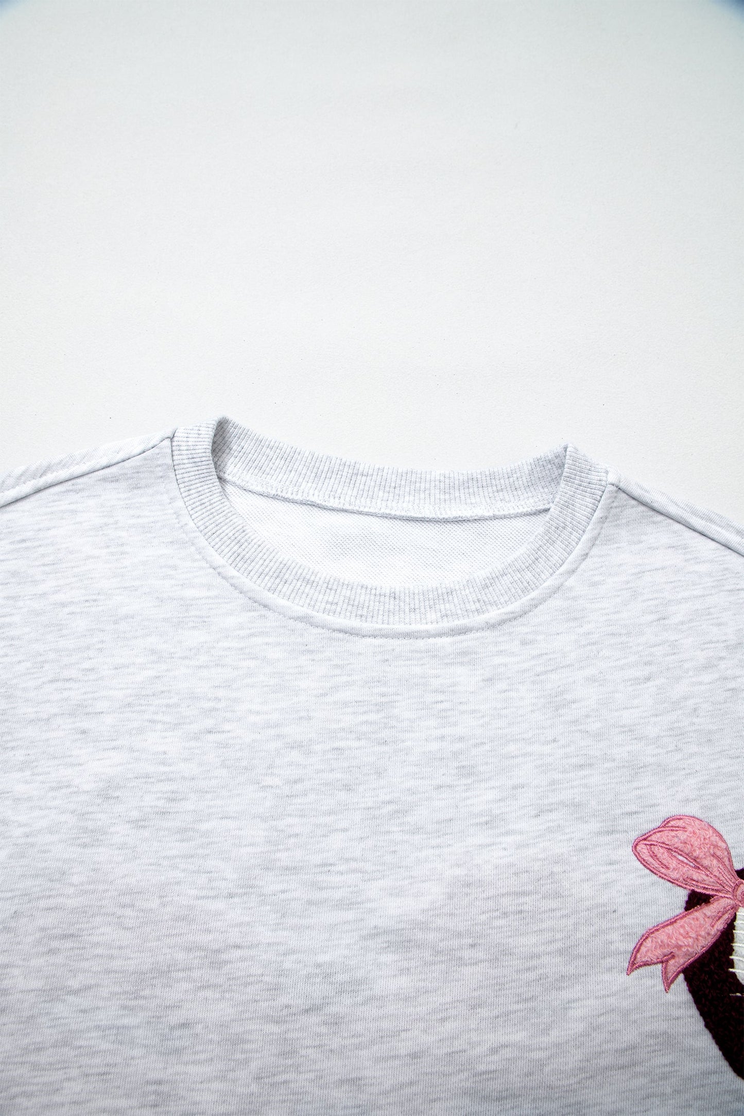 Football Bow Embroidered Patch Long Sleeve Sweatshirt