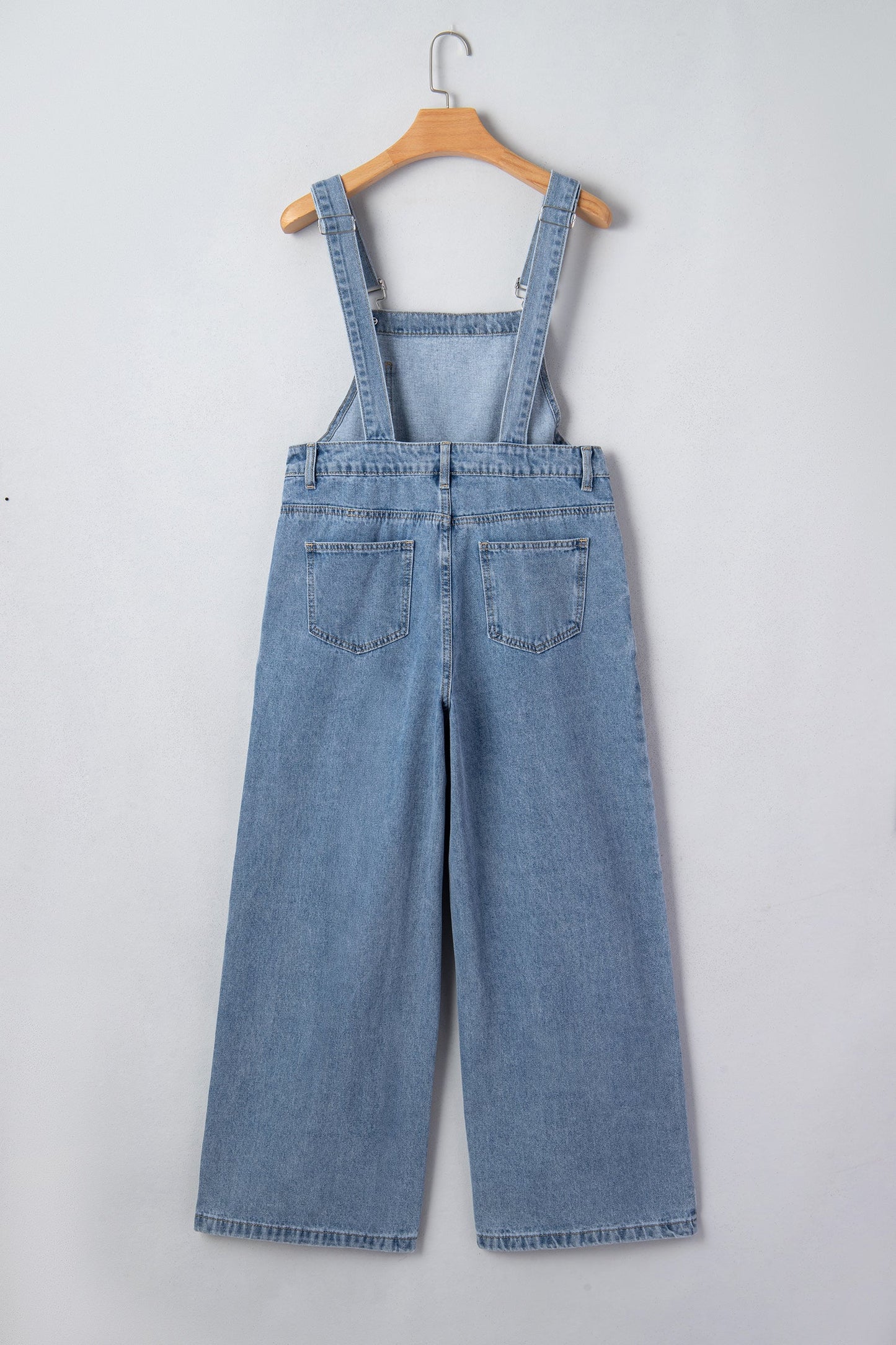 Pleated Wide Leg Retro Pocketed Denim Jumpsuit