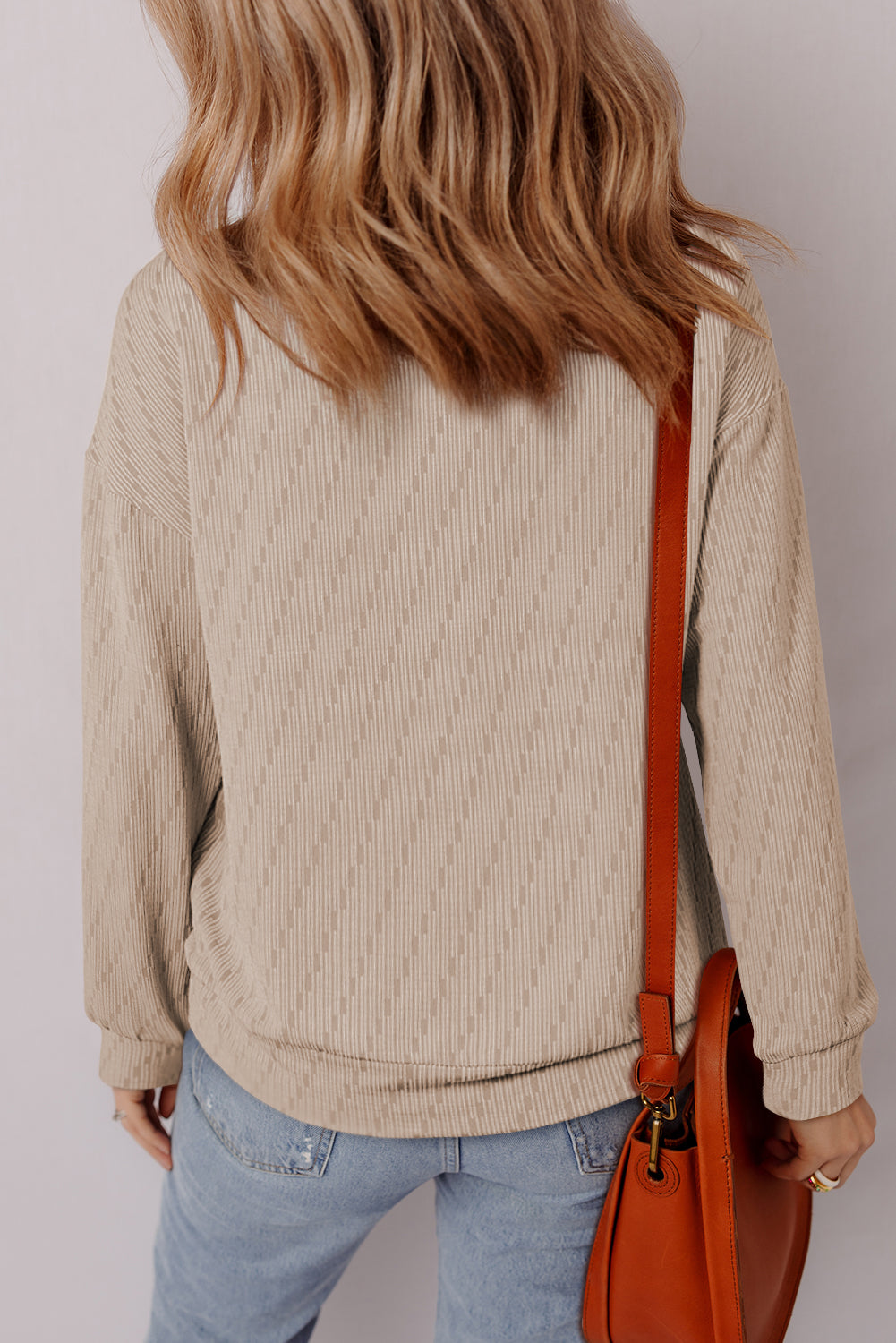 Solid Textured Long Sleeve Top