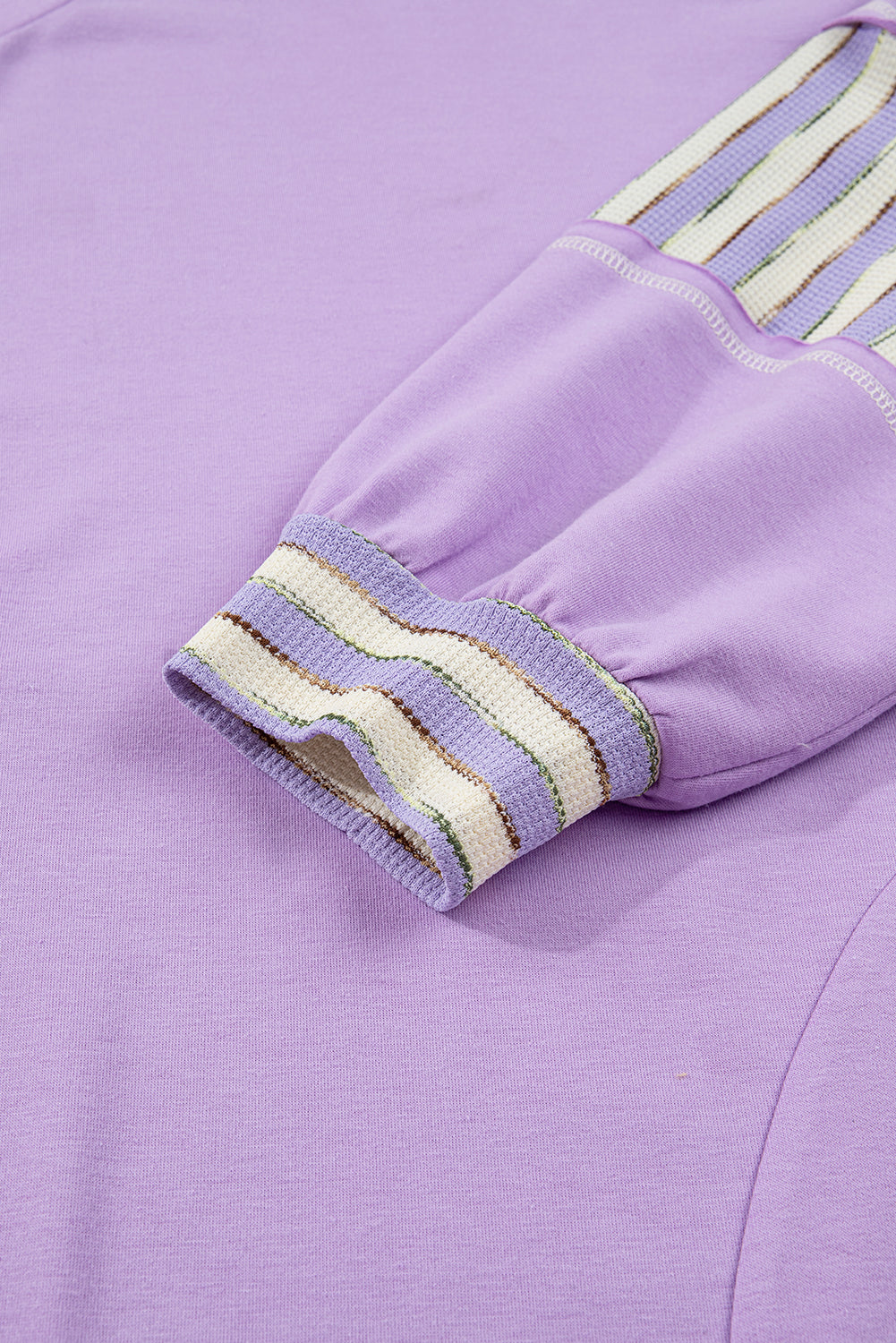 Plus Size Stripe Patchwork Buttoned Drop Shoulder Pullover