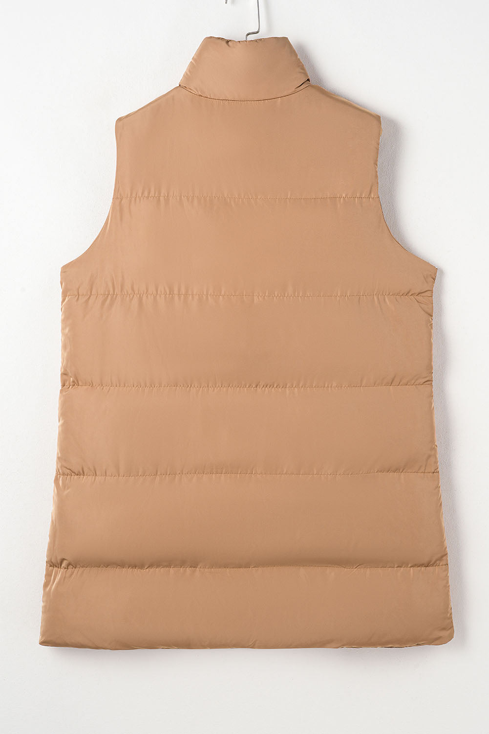 Solid Zip-Up Pocketed Puffer Vest