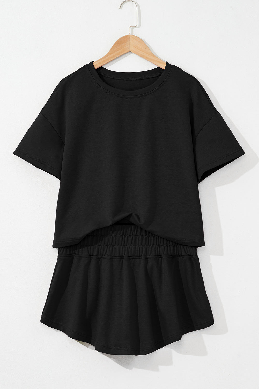 Cropped Tee & Ruffle High Waist Skort Set
