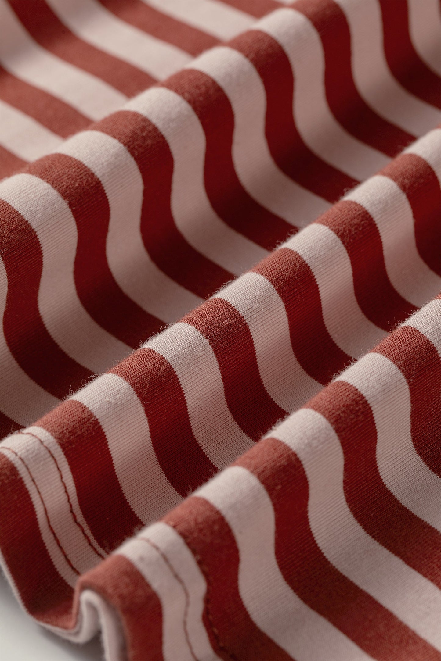 Stripe Contrast Long Sleeve Top & Elastic Waistband Short Set