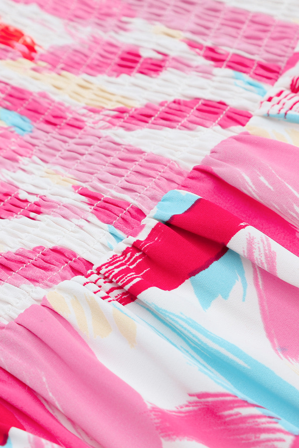 Brush Stroke Smocked Ruffle Tiered Dress