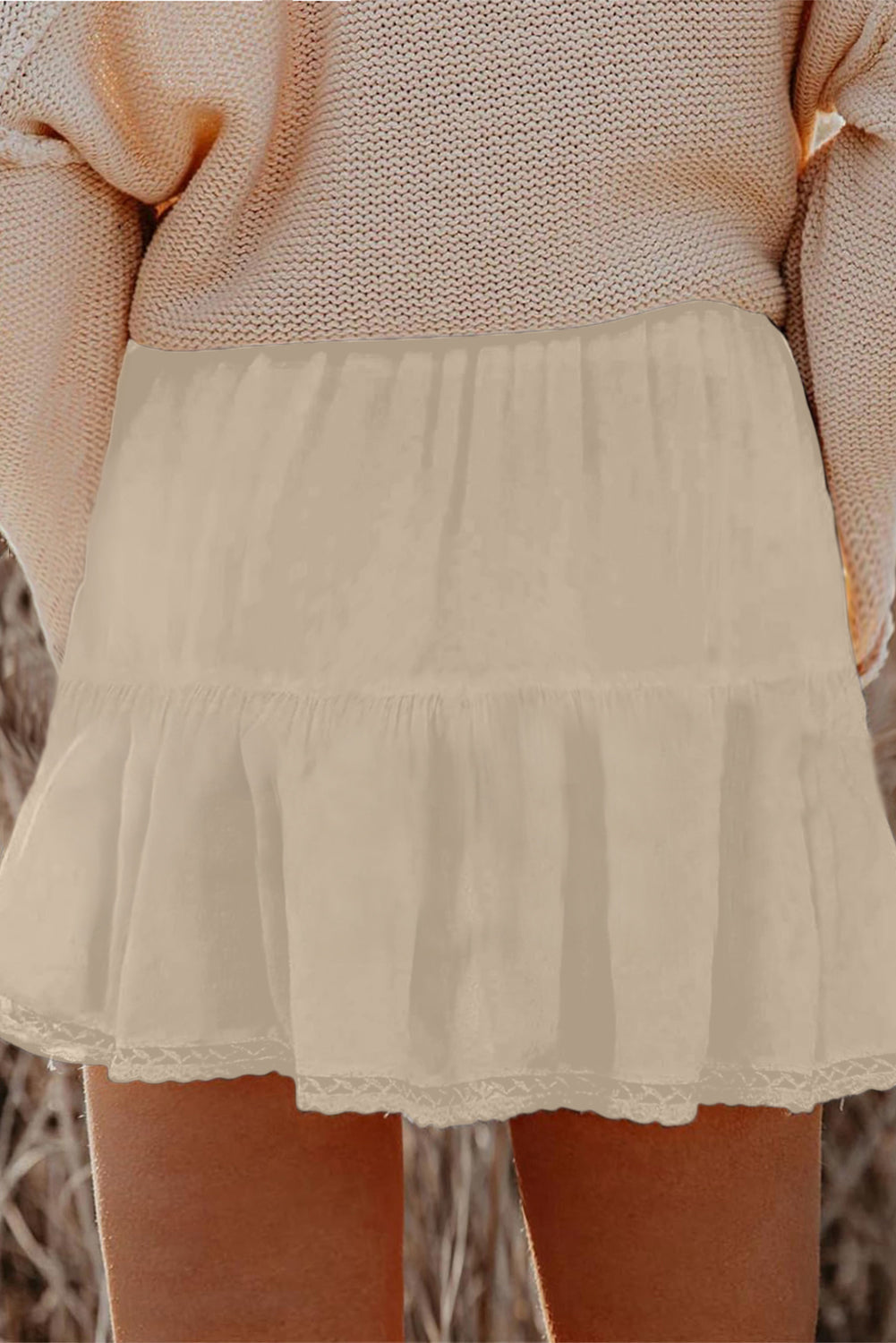 Plus Size Boho Frilled Elastic Waist Shorts