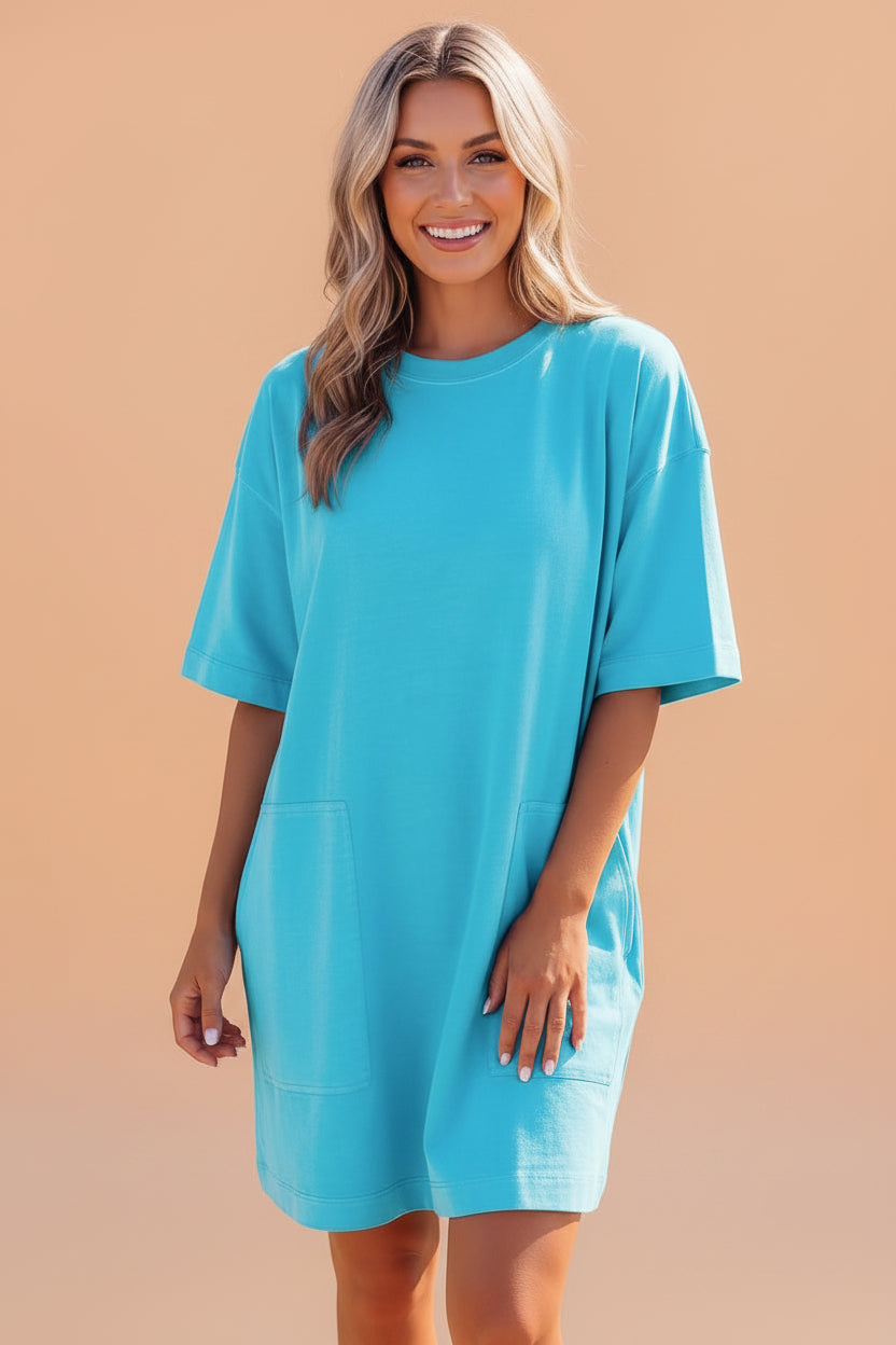 Solid Drop Shoulder T-Shirt Mini Dress